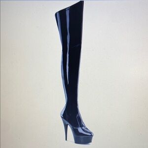 Black Patent Leather Thigh-High Boots